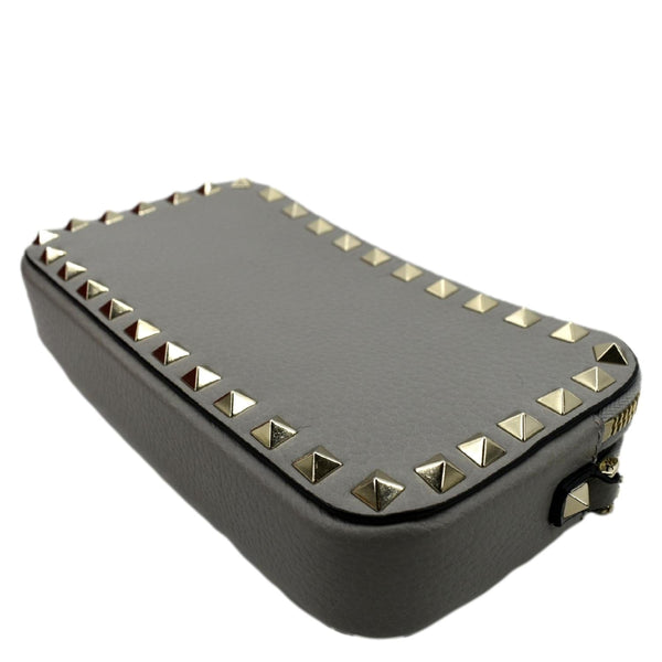 VALENTINO Double Zip Rockstud Leather Chain Crossbody Bag Grey