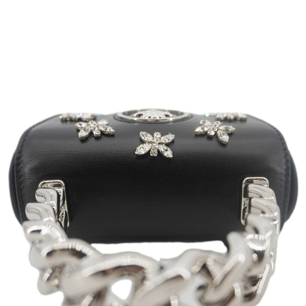 VERSACE La Medusa Mini Embellished Leather Top Handle Shoulder Bag Black