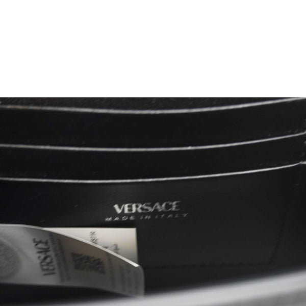 VERSACE La Medusa Mini Embellished Leather Top Handle Shoulder Bag Black