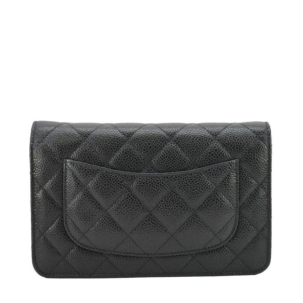 CHANEL Wallet On Chain Quilted Caviar Leather Crossbody Bag Black
