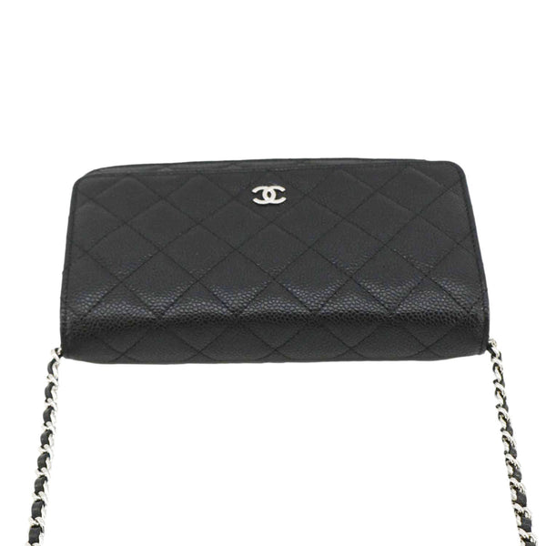 CHANEL Wallet On Chain Quilted Caviar Leather Crossbody Bag Black