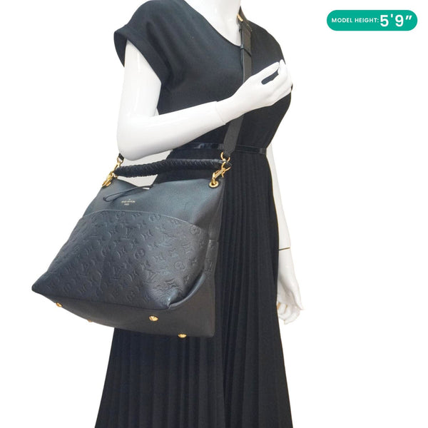 LOUIS VUITTON Maida Monogram Empreinte Leather Hobo Shoulder Bag Black