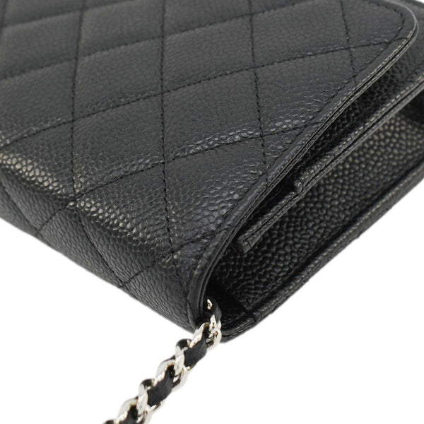 CHANEL Wallet On Chain Quilted Caviar Leather Crossbody Bag Black