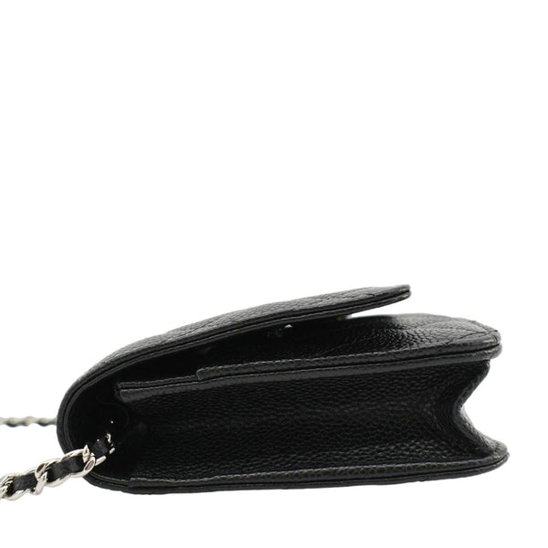 CHANEL Wallet On Chain Quilted Caviar Leather Crossbody Bag Black
