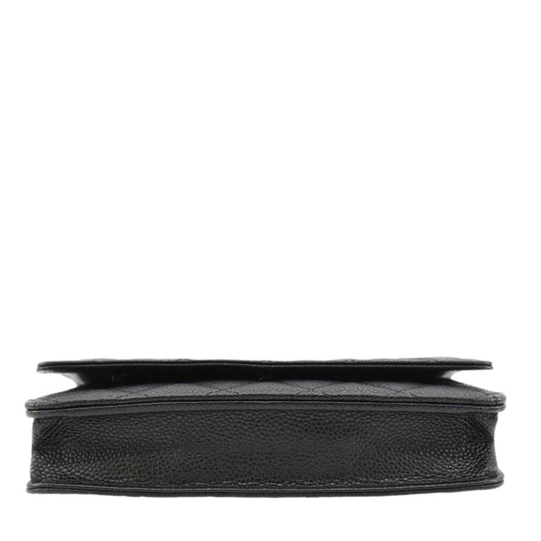 CHANEL Wallet On Chain Quilted Caviar Leather Crossbody Bag Black