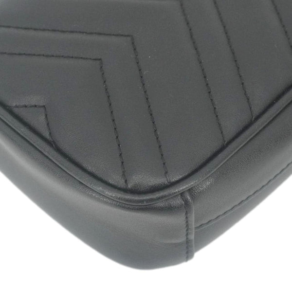 GUCCI GG Marmont Mini Matelasse Leather Crossbody Bag Black 598597