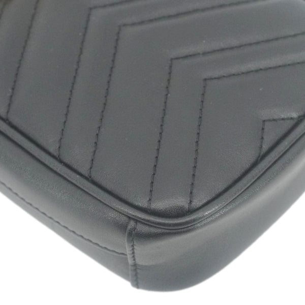 GUCCI GG Marmont Mini Matelasse Leather Crossbody Bag Black 598597