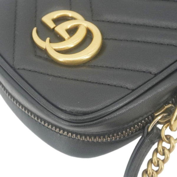 GUCCI GG Marmont Mini Matelasse Leather Crossbody Bag Black 598597