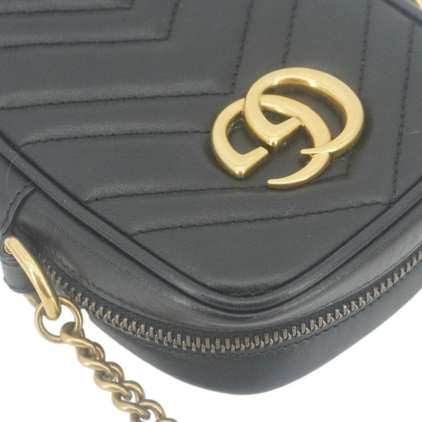 GUCCI GG Marmont Mini Matelasse Leather Crossbody Bag Black 598597