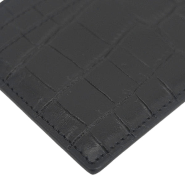 YVES SAINT LAURENT Croc Embossed Leather Card holder Black