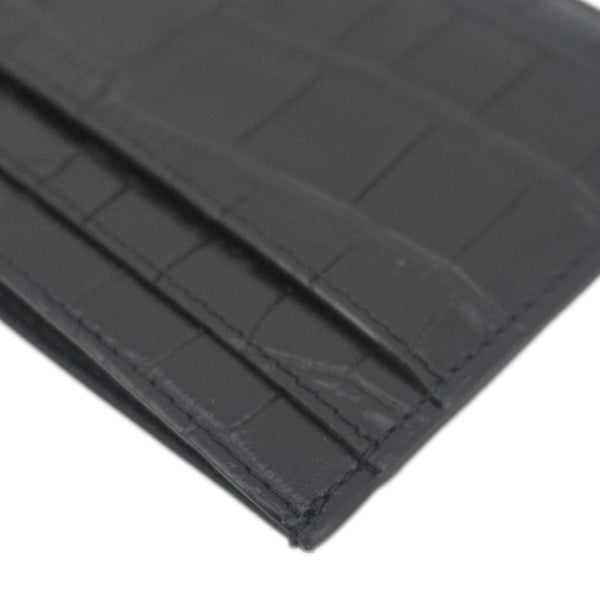 YVES SAINT LAURENT Croc Embossed Leather Card holder Black