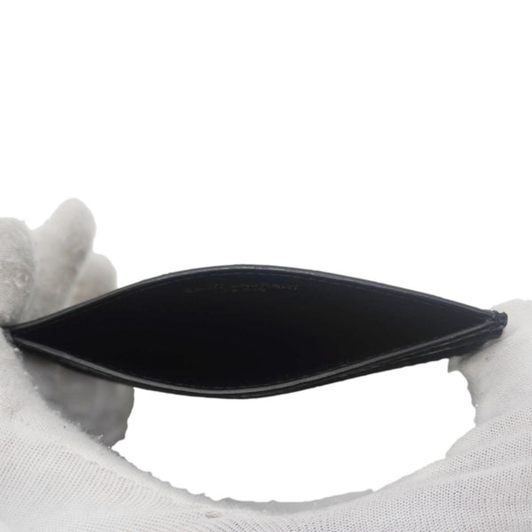 YVES SAINT LAURENT Croc Embossed Leather Card holder Black