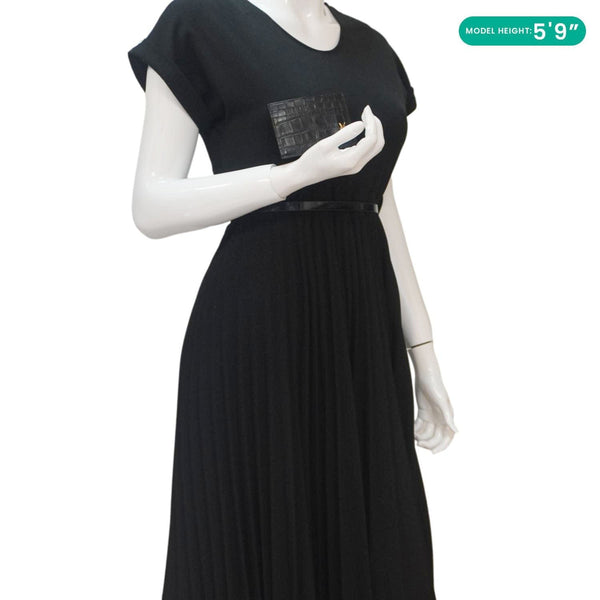 YVES SAINT LAURENT Croc Embossed Leather Card holder Black