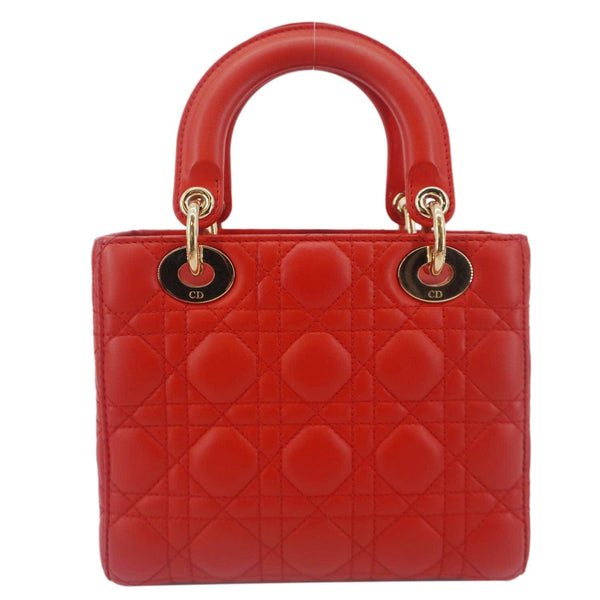 CHRISTIAN DIOR Lady Dior Cannage Lambskin Leather Crossbody Bag Red