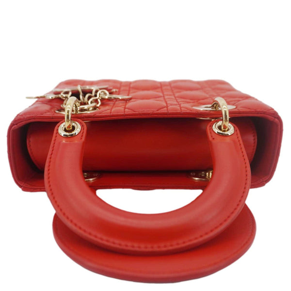 CHRISTIAN DIOR Lady Dior Cannage Lambskin Leather Crossbody Bag Red