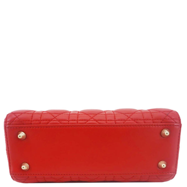 CHRISTIAN DIOR Lady Dior Cannage Lambskin Leather Crossbody Bag Red