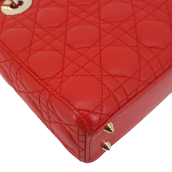 CHRISTIAN DIOR Lady Dior Cannage Lambskin Leather Crossbody Bag Red