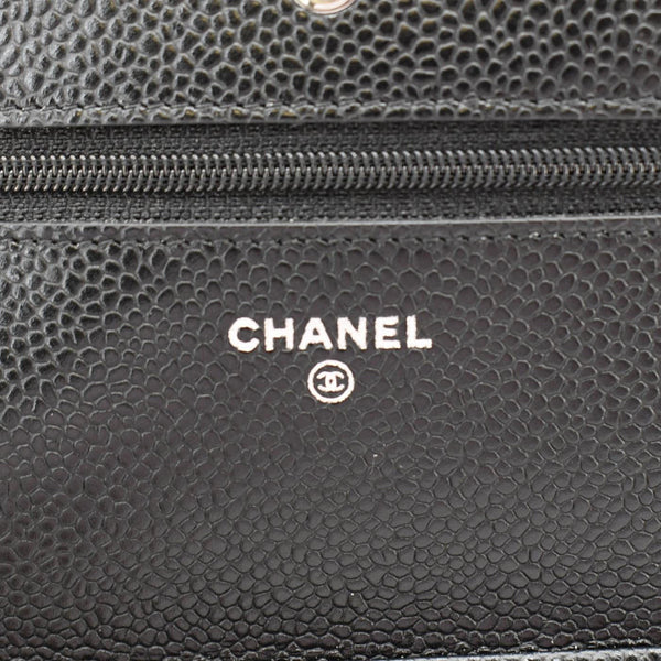 CHANEL Wallet On Chain Quilted Caviar Leather Crossbody Bag Black