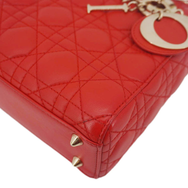 CHRISTIAN DIOR Lady Dior Cannage Lambskin Leather Crossbody Bag Red
