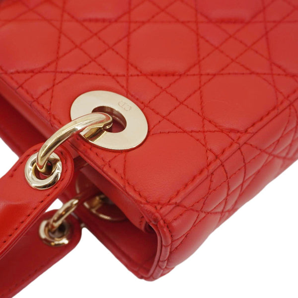CHRISTIAN DIOR Lady Dior Cannage Lambskin Leather Crossbody Bag Red