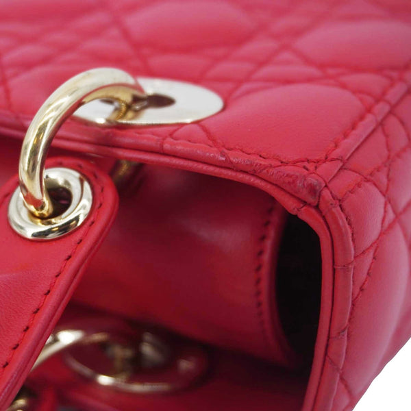 CHRISTIAN DIOR Lady Dior Cannage Lambskin Leather Crossbody Bag Red