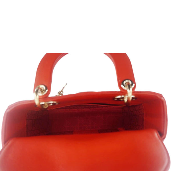 CHRISTIAN DIOR Lady Dior Cannage Lambskin Leather Crossbody Bag Red