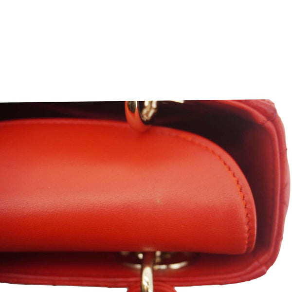 CHRISTIAN DIOR Lady Dior Cannage Lambskin Leather Crossbody Bag Red