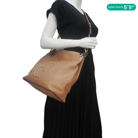 GUCCI Soho Medium Leather Tote Bag Brown 536194