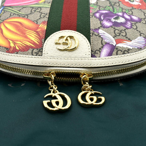 GUCCI Ophidia Flora Small Supreme Canvas Shoulder Bag Beige 499621