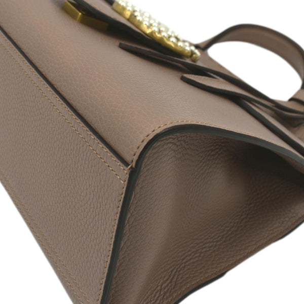 GUCCI GG Marmont Leather Top Handle Shoulder Bag Beige 421890