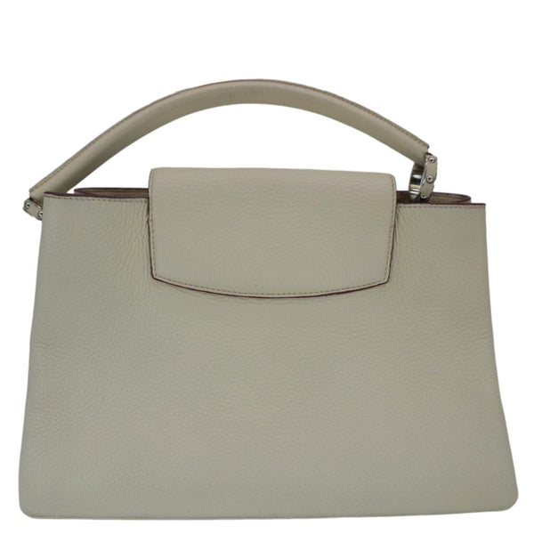 LOUIS VUITTON Capucines MM Taurillon Leather Satchel Bag White