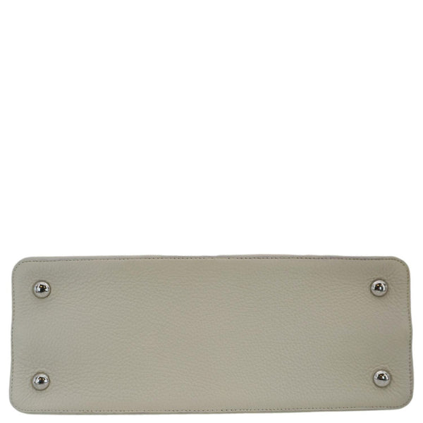 LOUIS VUITTON Capucines MM Taurillon Leather Satchel Bag White