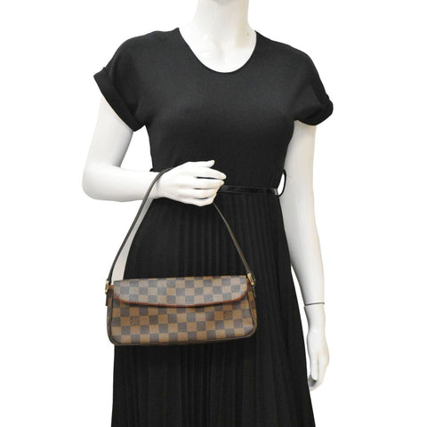 LOUIS VUITTON Recoleta Damier Ebene Brown Shoulder Bag Brown