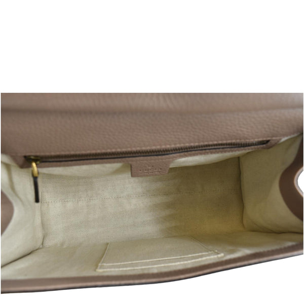 GUCCI GG Marmont Leather Top Handle Shoulder Bag Beige 421890