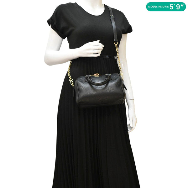 LOUIS VUITTON Speedy 20 Bandouliere Empreinte Leather Shoulder Bag Black