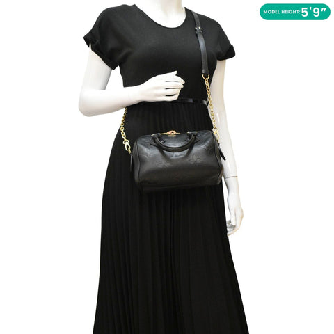 LOUIS VUITTON Speedy 20 Bandouliere Empreinte Leather Shoulder Bag Black