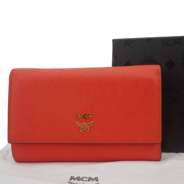 MCM Leather Compact Wallet Red
