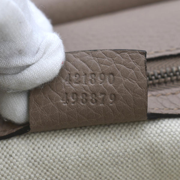 GUCCI GG Marmont Leather Top Handle Shoulder Bag Beige 421890