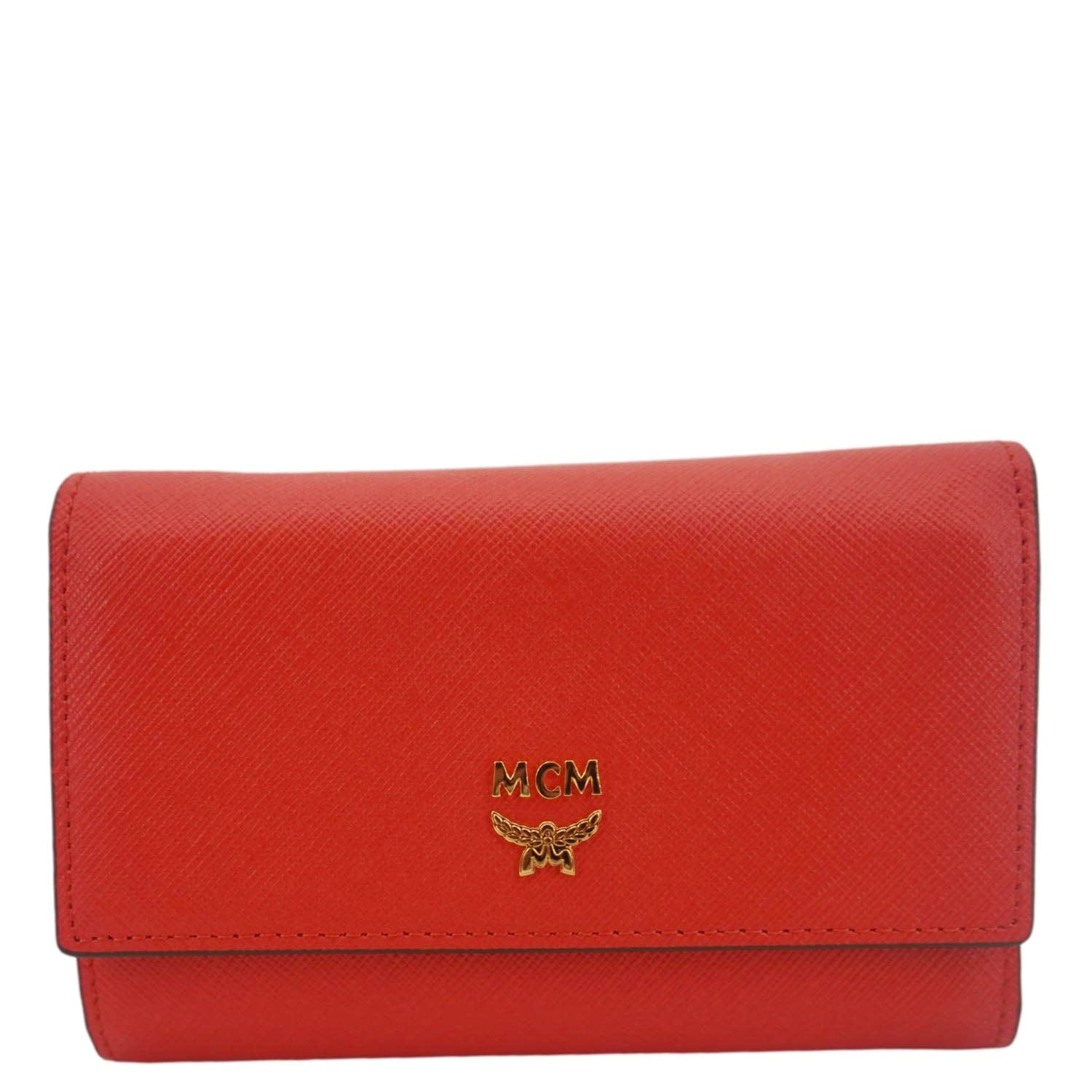MCM Leather Compact Wallet Red