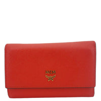 MCM Leather Compact Wallet Red
