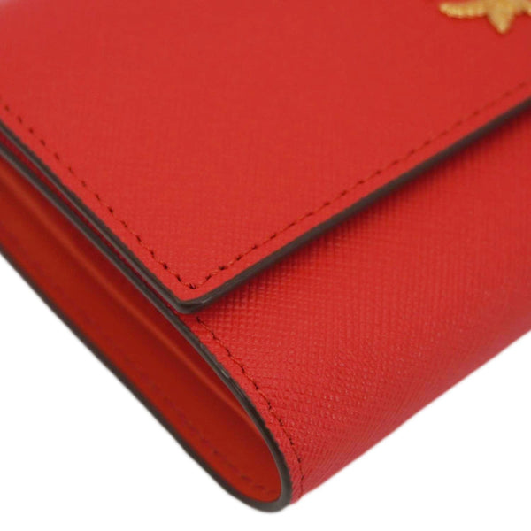 MCM Leather Compact Wallet Red