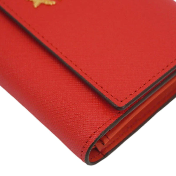 MCM Leather Compact Wallet Red