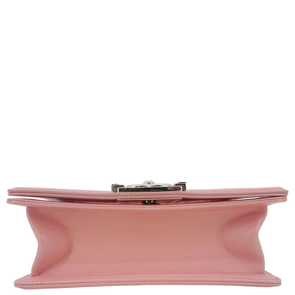 CHANEL Boy Flap Small Woven Leather Shoulder Bag Pink