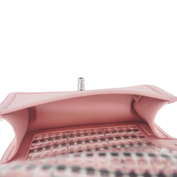 CHANEL Boy Flap Small Woven Leather Shoulder Bag Pink