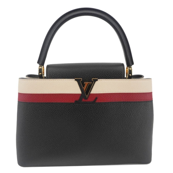 LOUIS VUITTON Capucines MM Taurillon Leather Satchel Bag Black