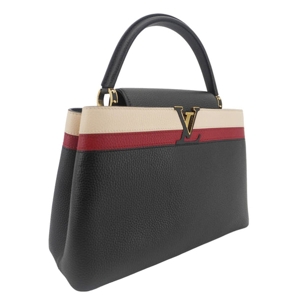 LOUIS VUITTON Capucines MM Taurillon Leather Satchel Bag Black