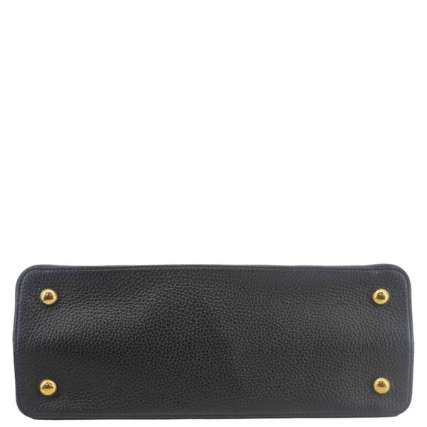 LOUIS VUITTON Capucines MM Taurillon Leather Satchel Bag Black