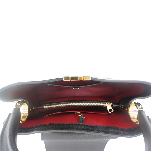 LOUIS VUITTON Capucines MM Taurillon Leather Satchel Bag Black