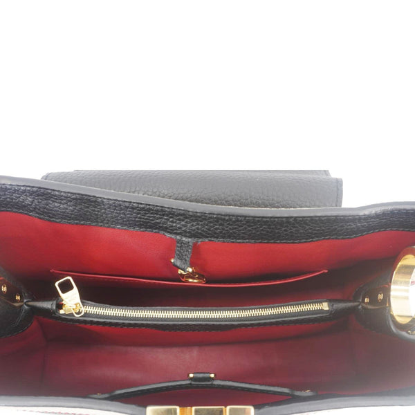 LOUIS VUITTON Capucines MM Taurillon Leather Satchel Bag Black