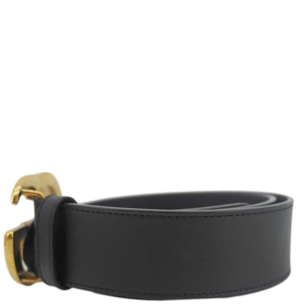 GUCCI Double G Marmont Buckle Smooth Leather Belt Black 400593